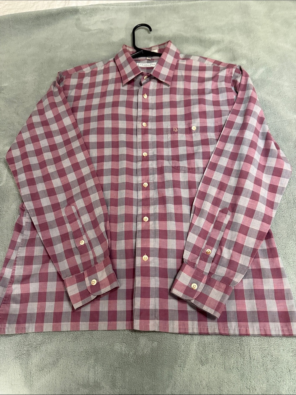 Dior Pink and White Checked Casual Button-Down Shirt